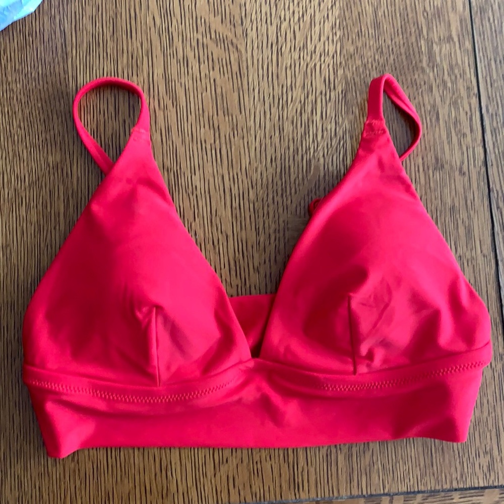Aerie Longline Triangle Bikini Top Chilly Red